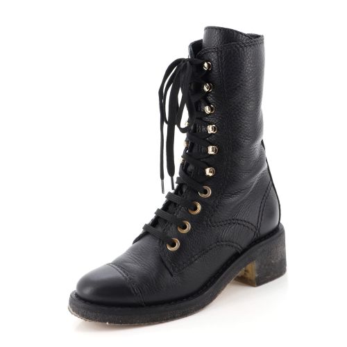 Women's CC Cap Toe Lace Up Ankle Boots Leather