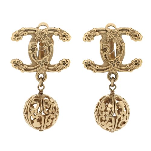 CC Dangle Lucky Charm Ball Clip-On Earrings Metal