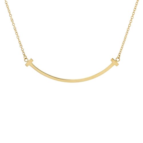 T Smile Pendant Necklace 18K Yellow Gold Small