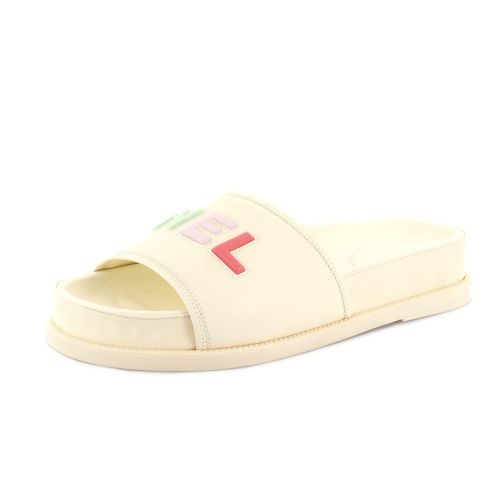 Women's Logo Letters Slide Sandals Leather