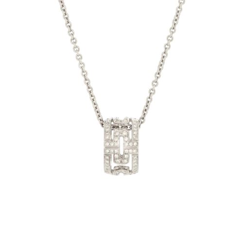 Parentesi Ring Pendant Necklace 18K White Gold with Pave Diamonds