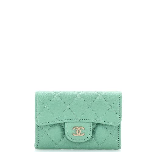 Classic Flap Card Case Quilted Caviar