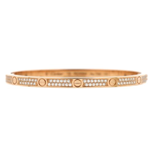 Love Bracelet 18K Rose Gold with Pave Diamonds Small