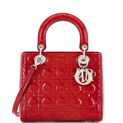 Lady Dior Bag Cannage Quilt Patent Medium