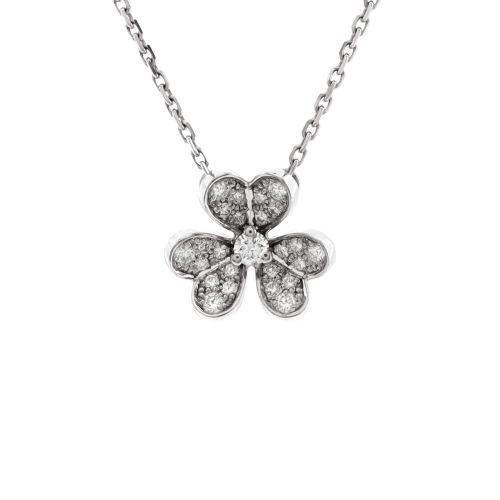 Frivole Pendant Necklace 18K White Gold with Pave Diamonds Mini