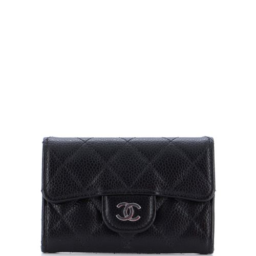 Classic Flap Card Case Quilted Caviar