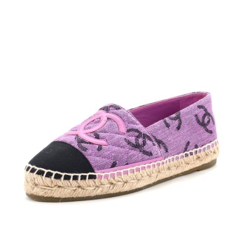 Women's CC Cap Toe Espadrilles Quilted Printed Denim