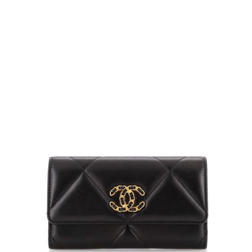 19 Flap Wallet Quilted Lambskin Long