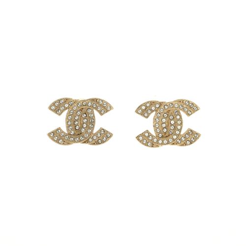 CC Stud Earrings Metal with Crystals