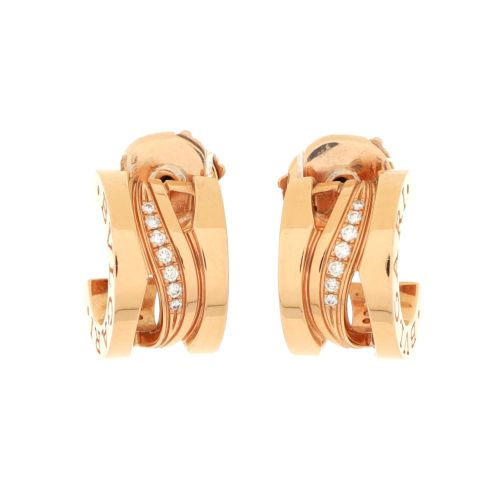 B.Zero1 Legend Hoop Earrings 18K Rose Gold and Diamonds Small