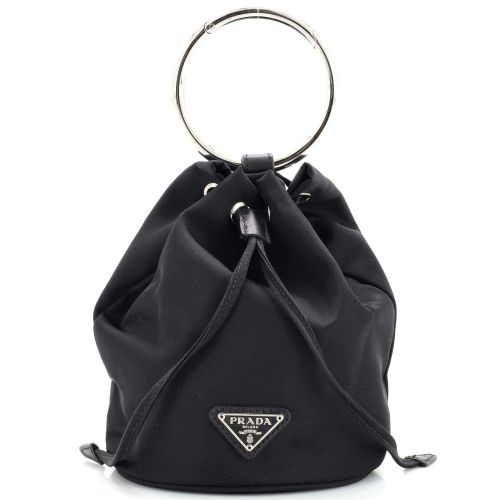 Drawstring Wristlet Bucket Bag Tessuto Small