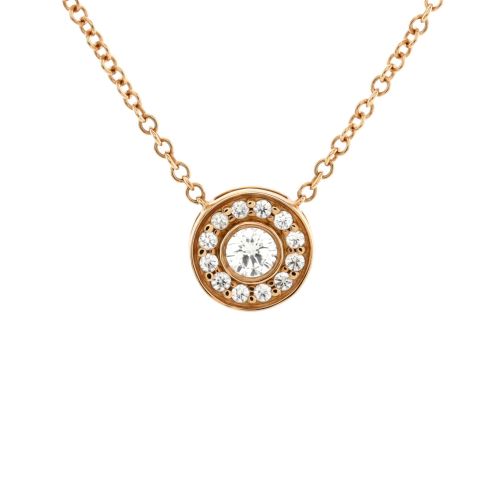 Circlet Pendant Necklace 18K Rose Gold with Diamonds Mini