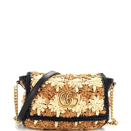 GG Marmont Flap Bag Raffia Small