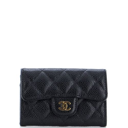 Classic Flap Card Case Quilted Caviar