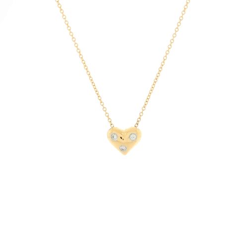 Etoile Heart 3 Diamond Pendant Necklace 18K Yellow Gold with Platinum and Diamonds