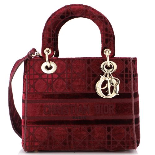 Lady D-Lite Bag Cannage Embroidered Velvet Medium