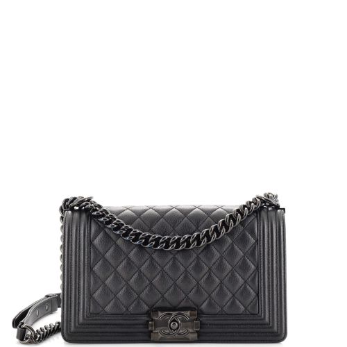 So Black Boy Flap Bag Quilted Caviar Old Medium