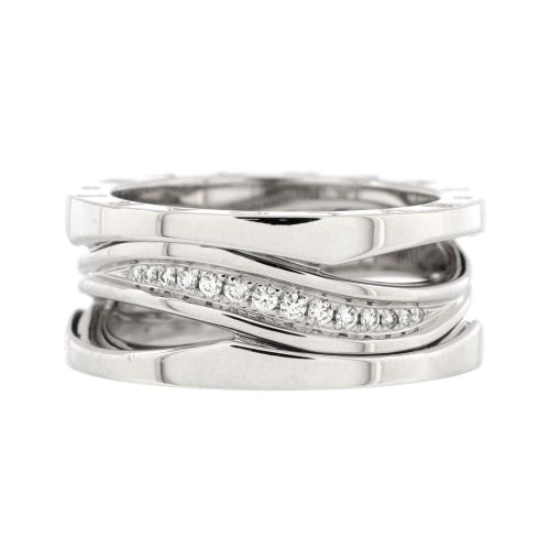 B.Zero1 Design Legend Zaha Hadid Three Band Ring 18K White Gold with Diamonds