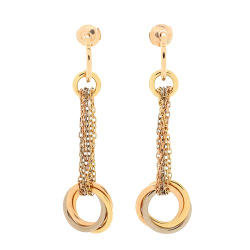 Trinity Drop Earrings 18K Tricolor Gold