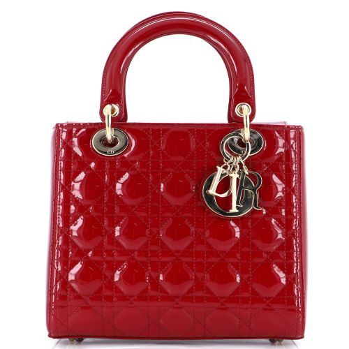 Lady Dior Bag Cannage Quilt Patent Medium