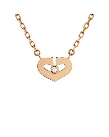 C Heart de Cartier Pendant Necklace 18K Rose Gold with Diamond XS