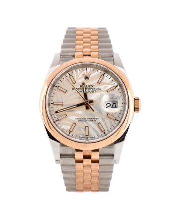 Oyster Perpetual Datejust Palm Motif Automatic Watch Stainless Steel and Rose Gold 36