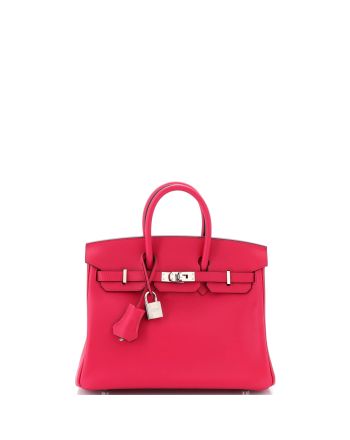 Birkin Handbag Framboise Swift with Palladium Hardware 25