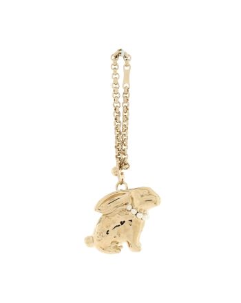 Rabbit Bag Charm Metal with Faux Pearls