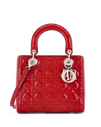 Lady Dior Bag Cannage Quilt Patent Medium