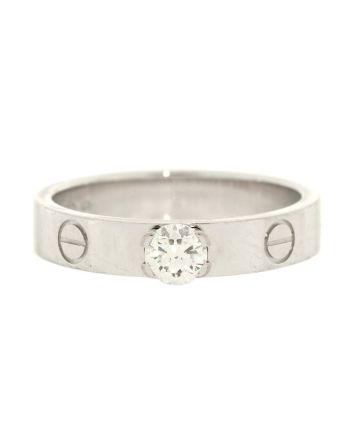 LOVE Solitaire Ring 18K White Gold and Diamond 0.23CT