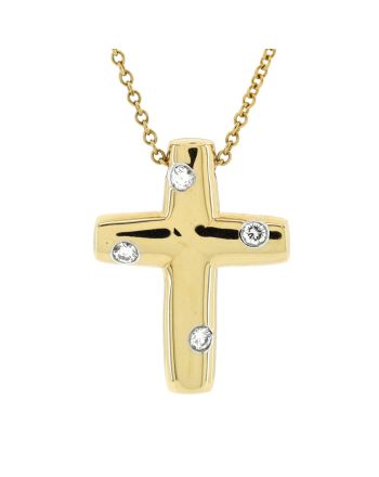 Etoile Cross Pendant Necklace 18K Yellow Gold and Diamonds