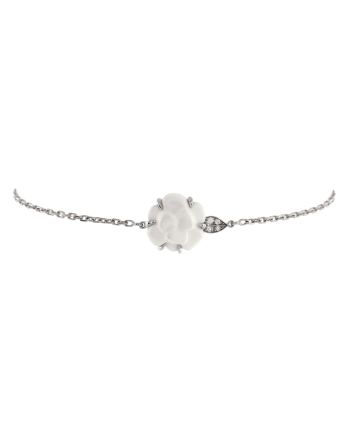 Camellia Sculpte Bracelet 18K White Gold with Agate and Diamonds