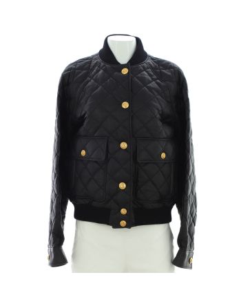 Women's Two Pocket Bomber Jacket Quilted Leather