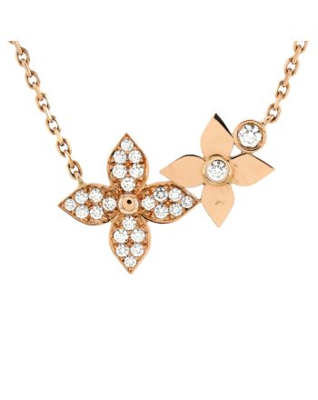 Star Blossom Double Pendant Necklace 18K Rose Gold and Diamonds