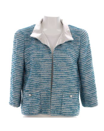 Women's Cropped Sleeve Pearl Button Jacket Tweed