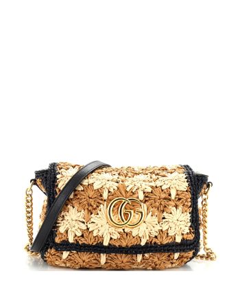 GG Marmont Flap Bag Raffia Small