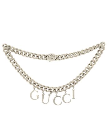 Logo Chain Choker Necklace Metal