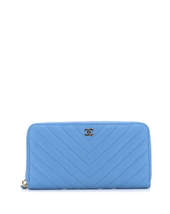 Zip Around Wallet Chevron Matte Caviar Long