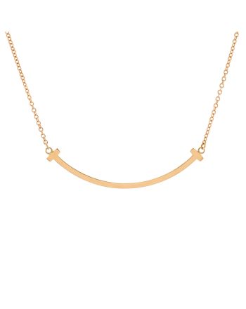 T Smile Pendant Necklace 18K Rose Gold Small