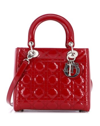 Lady Dior Bag Cannage Quilt Patent Medium