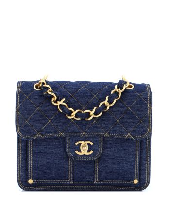 Double You CC Flap Backpack Quilted Denim