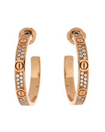 Love Hoop Earrings 18K Rose Gold with Diamonds 25mm