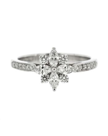 Victoria Ring Platinum with Four Marquise Diamonds and Round Diamonds