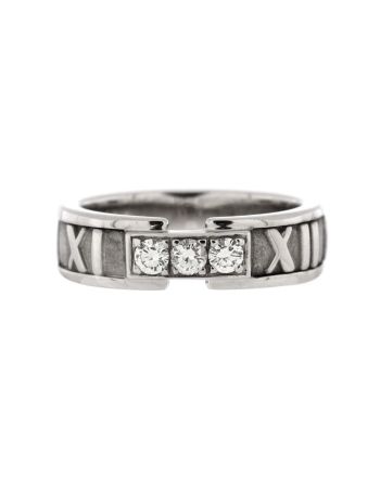 Atlas Band Ring 18K White Gold with Diamonds