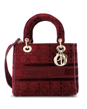 Lady D-Lite Bag Cannage Embroidered Velvet Medium