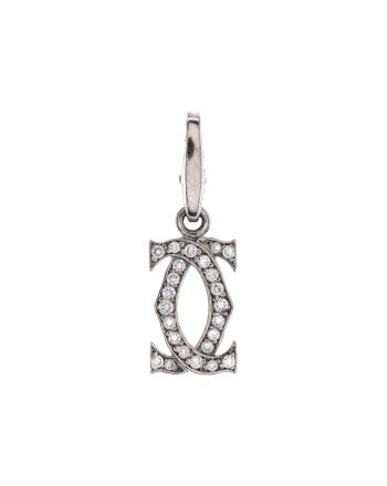 Double C Charm Pendant Pendant & Charms 18K White Gold with Diamonds