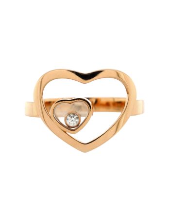 Happy Diamonds Heart Ring 18K Rose Gold with 1 Floating Diamond