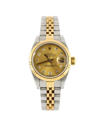 Oyster Perpetual Datejust Automatic Watch Stainless Steel and Yellow Gold with Diamond Markers 28