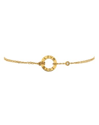 2 Diamonds Love Bracelet 18K Yellow Gold with Diamonds