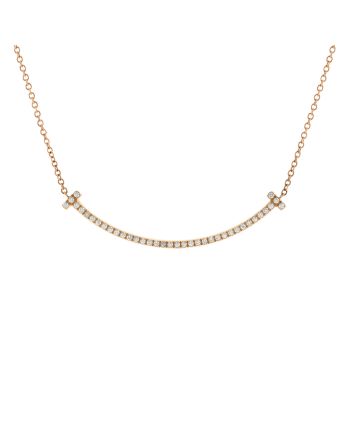 T Smile Pendant Necklace 18K Rose Gold with Diamonds Small